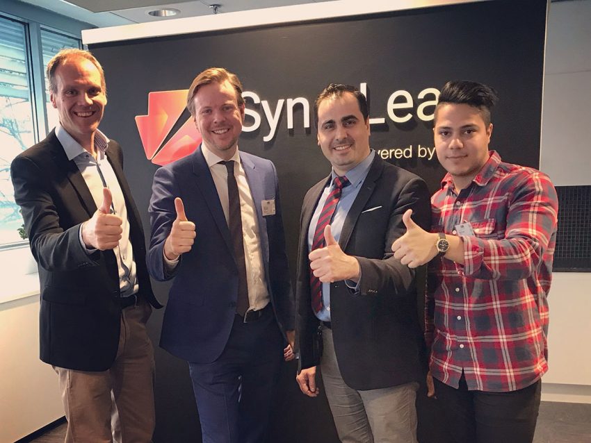 Graphmatech joins SynerLeap. From left: Peter Löfgren, SynerLeap, with Björn Lindh, Mamoun Taher and Zargham Jabri from Graphmatech.